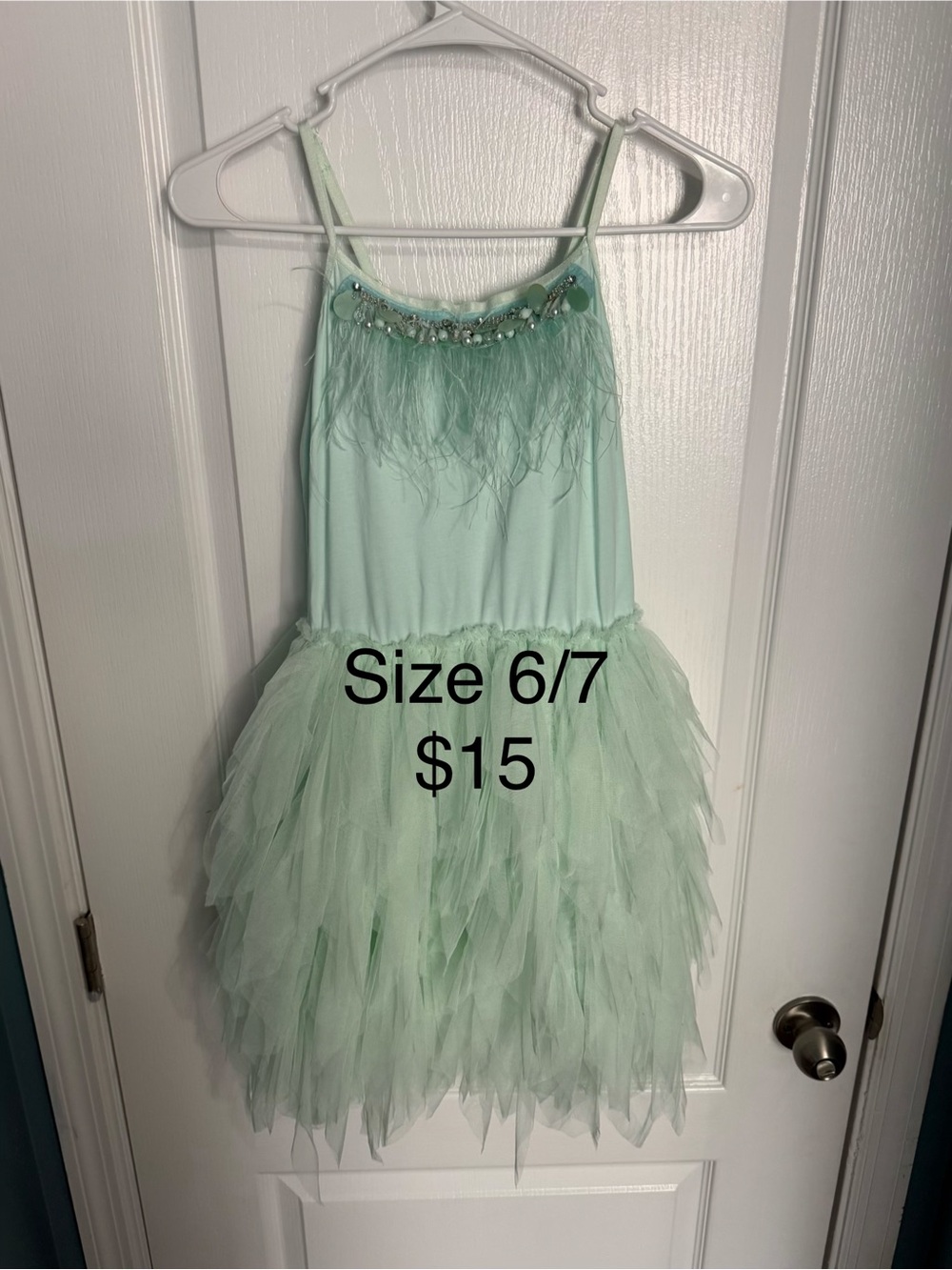 Girls Mint Tulle Party Costume Dress - Size 6/7